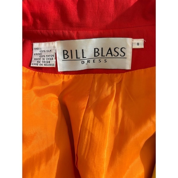 Vintage Bill Blass‎ Dress Jacket Orange Yellow Red Colorblock Silk Blazer Sz 8 - Picture 8 of 10
